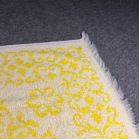 Vintage‎ 60s 70s Floral Hand Towel Sunny Yellow White Cotton - Picture 11 of 11